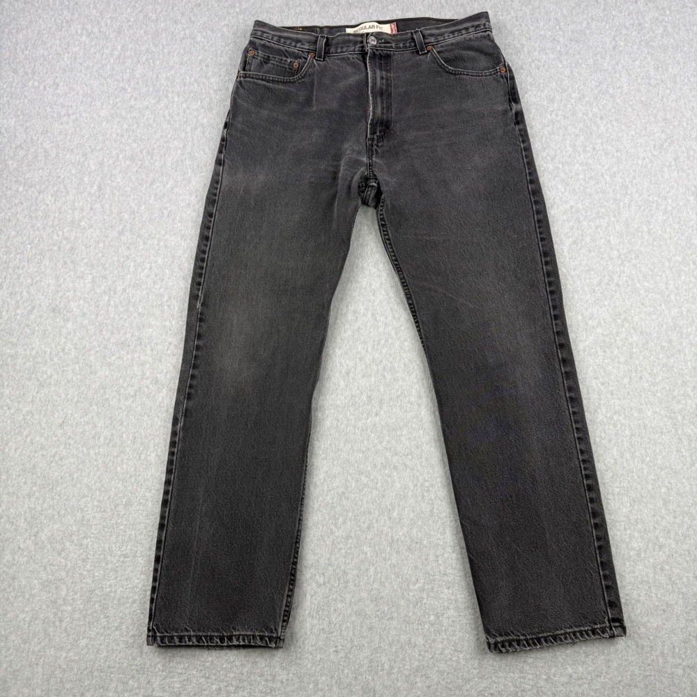 Vintage Levis Jeans Mens 36x34 Fits (36x32) Black 505 Straight Leg Denim Y2K